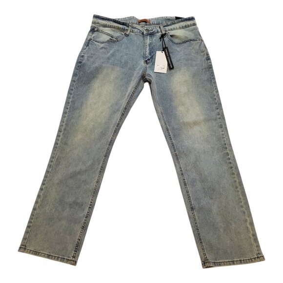 NWT FRENCH CONNECTION Men's Savile Slim Fit Light Wash Premium Stretch Jeans - Picture 1 of 14